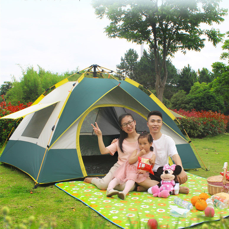 2019 New Shengyuan Outdoor Tent Double Automatic Speed Open Beach Tent Camping Fake Double Sunscreen Tent