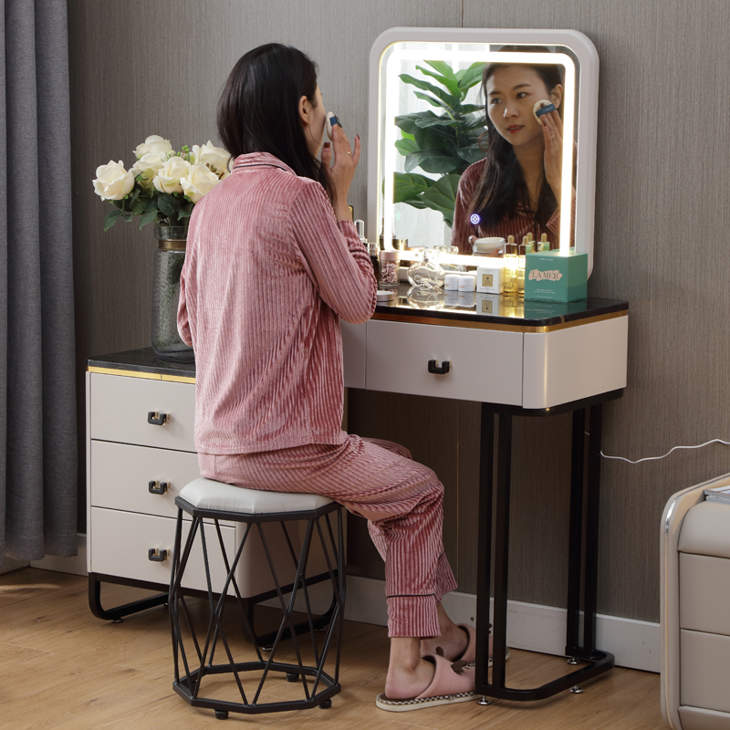 Makeup Desk Bedroom Modern Minimalist Net Red Makeup Table Storage Cabinet Integrated Large Mirror With Lamp 2021 New Composition