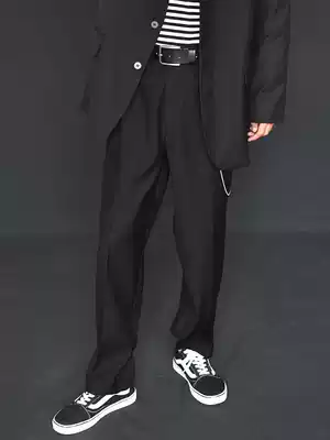 ins retro u home overalls antique drop sense wide leg suit pants drop tide pants high street straight men's Hong Kong style