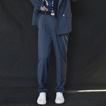 Yup fell feeling wide leg pants trousers mens suit hanging feeling suit pants design sense niche pants fried street ruffian handsome