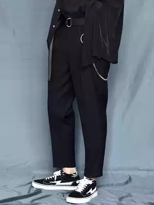 9-point pants daddy pants men's Tide brand wide legs small trousers dug feel yuppie ankle-length pants Harajuku suit pants straight tube style