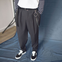 Ruffian handsome foot trousers male hanging high boy trousers hiphop bombing street vibe pants high street ins tide