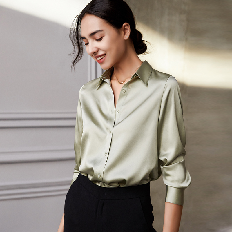 Dianmo 2026 New Satin Top Long-Sleeved High-End Luxury Brand Heavy Silk 6A Mulberry Silk Shirt for Women with a Sense of Sophistication Dianmo 2026 New Satin Top Long-Sleeved High-End Luxury Brand Heavy Silk 6A Mulberry Silk Shirt for Women with a Sense of Sophistication