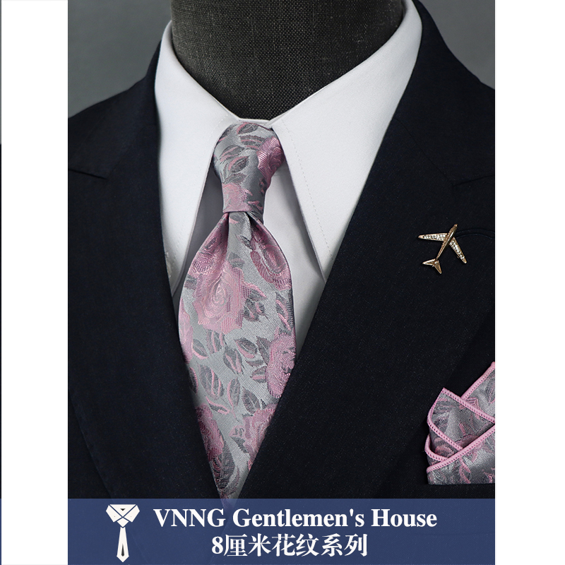 Men's Retro Patterned Tie Groom's Wedding Hand-Tied High-End Light Luxury Shirt Versatile Casual Tie Formal Wear