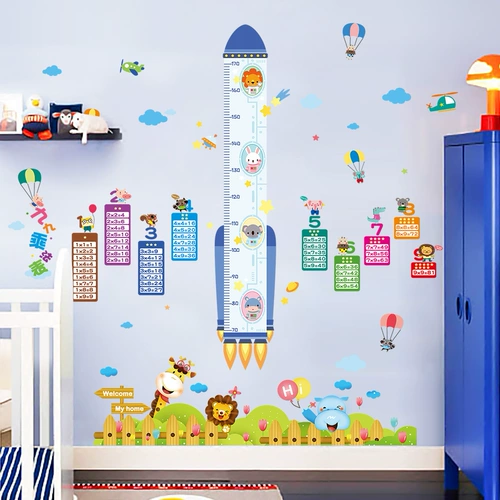Мультяшный детский ростомер, съемная наклейка на стену