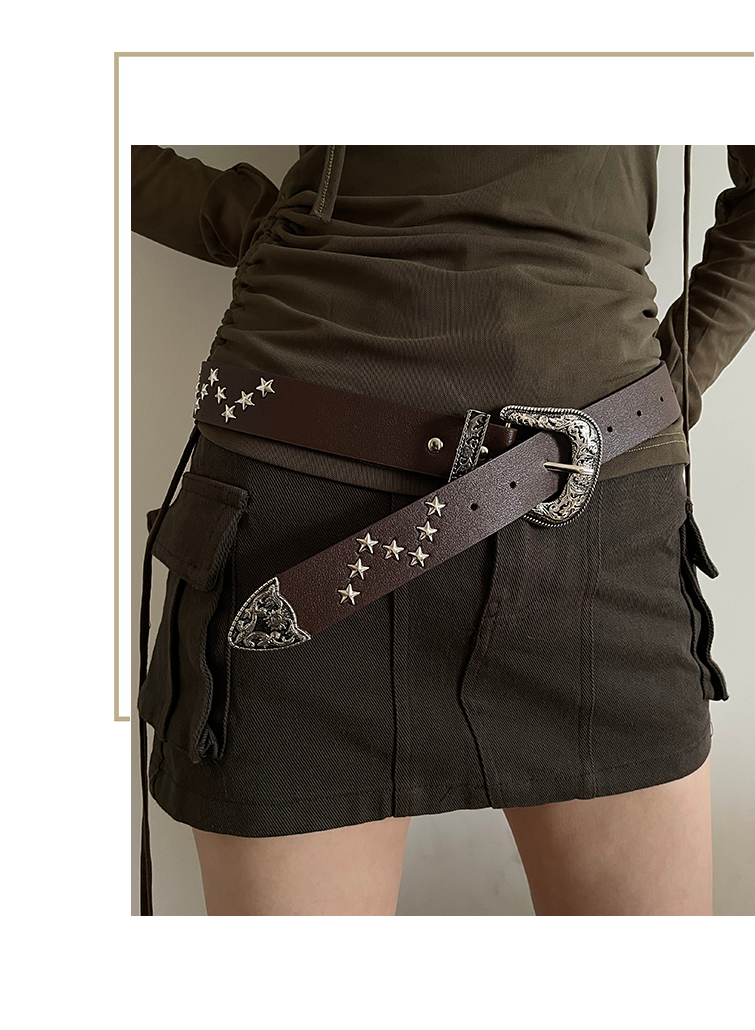 Retro Star Gürtel Weiblicher Punk-Stil Spice Girl Design Sense Erweiterter vielseitiger Gürtel Jeansgürtel_voghion.com