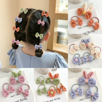 Children Cloth Art Butterfly Knot Hair Rope Summer Head Accessories Lace Small Clear New Side Clip Girl Hair Ring Unhurt Hair Zahled Rope