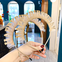 One year old baby birthday headgear cute super cute Net Red Princess Party creative hair accessories headband childrens mesh hair hoop