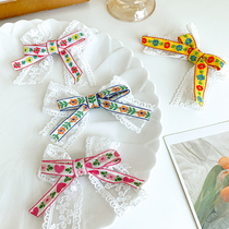 Childrens embroidery bow hairclip girl hair card headgear 2021 New Princess cute bangs edge clip hair accessories