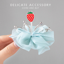Childrens crown headdress net gauze cute princess Super fairy bow hairpin girl fruit clip back head hair accessory