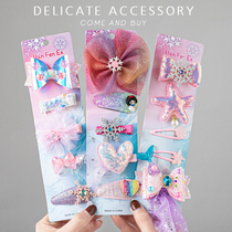 Frozen headdress children hairclip bb card broken hairclip Aisha Princess bow set girl hairpin hair accessories