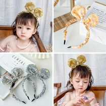 Childrens flower bow hair accessories headband pastoral style fabric headgear girls do not hurt hair skid hair hoop hipster