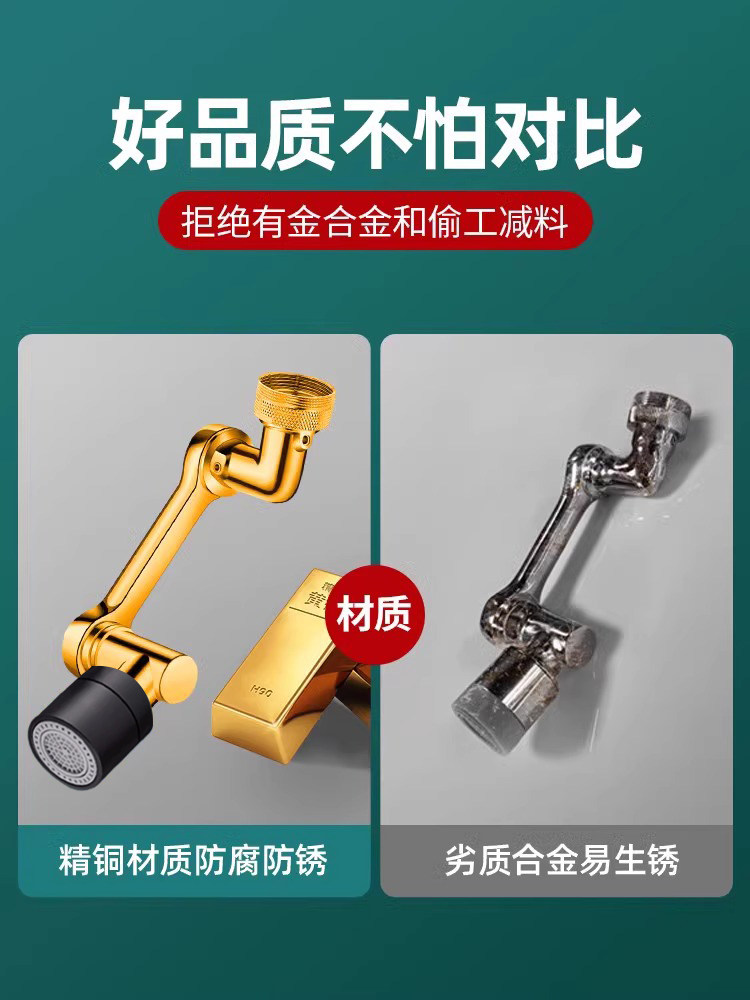 Mechanical Arm Universal Faucet Extender, Rotatable Spout, Multifunctional Splash-Proof Device for Washbasin