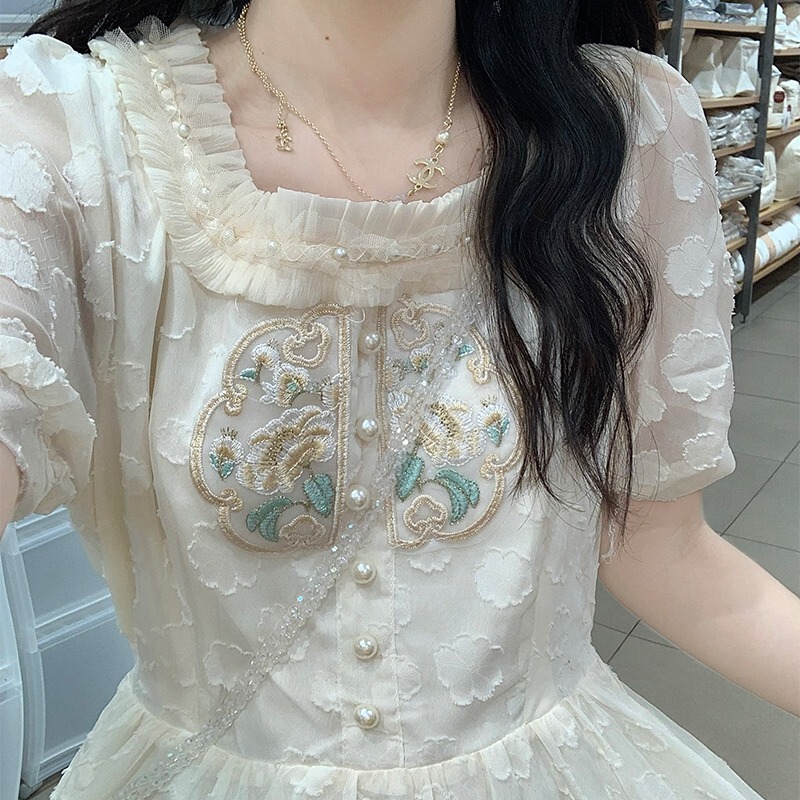 New Chinese-Style National Dress Skirt for 15-Year-Old Junior High School Students, 13-Year-Old Young Girls, 12-Year-Old Girls, Chiffon Dress, Long Skirt, Fashionable New Chinese-Style National Dress Skirt for 15-Year-Old Junior High School Students, 13-Year-Old Young Girls, 12-Year-Old Girls, Chiffon Dress, Long Skirt, Fashionable