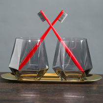 Mouthwash cup Glass household washing set Nordic light luxury toothbrush cup Hotel tooth cup ins style couple brushing cup