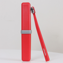 Porcelain trace bamboo charcoal red wedding toothbrush Household couple a pair of adult soft hair small head toothbrush Environmental protection travel box