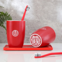 Wedding Wash Cup Toothbrush Cup with Wedding Suit Lovers Couple A Red Mouthwatering Tooth Cup New Wedding Tooth Cup Toothbrushing Cup