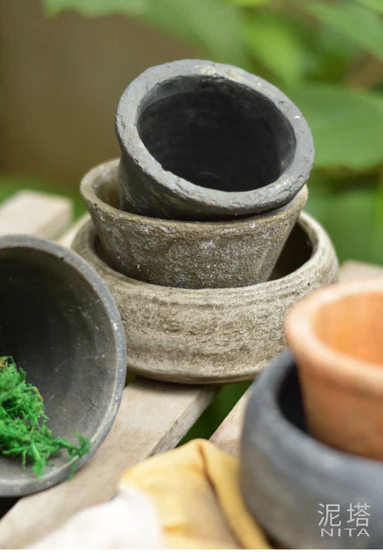 [Tháp bùn] Hoa bia đá và chậu hoa thịt gốm tím Hoa gốm bình hoa Vườn ban công cũ - Vase / Bồn hoa & Kệ chậu trồng lan kiếm