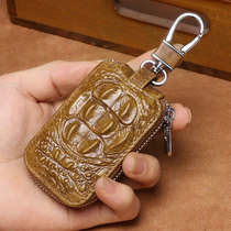 Leather crocodile pattern mens car remote control protective cover high-grade key Bag Mens universal waist key chain key bag