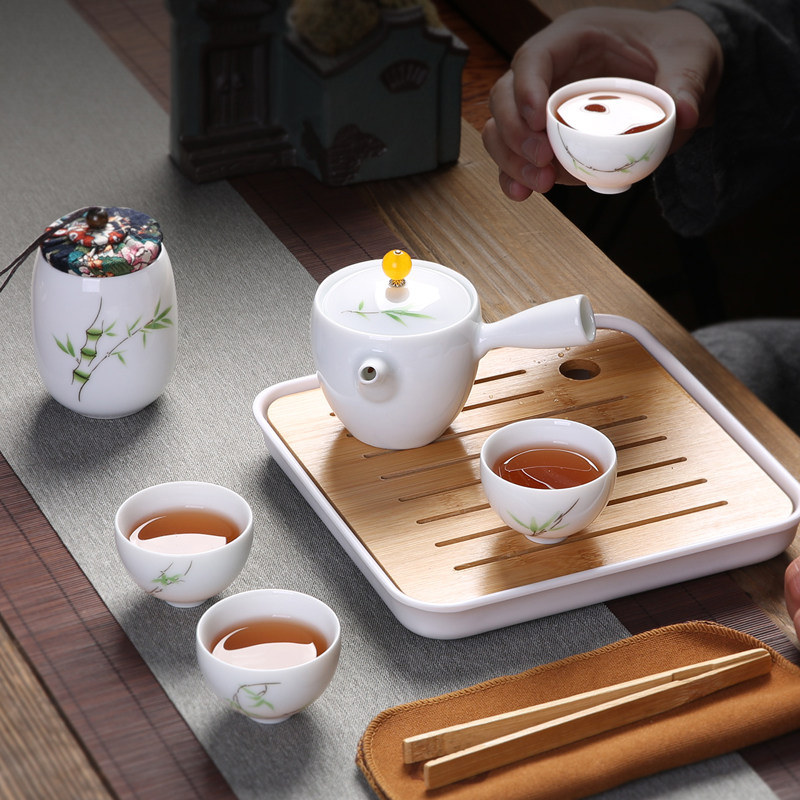 Travel tea set ceramic teapot teapot teapot tea plate Japanese simple outdoor portable package kung fu tea household