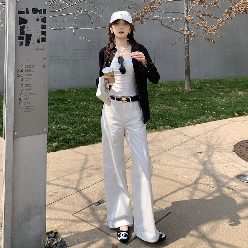 Mcc Lemons Nbs Homebody Style Classic Casual Mid-Low Waist Straight Versatile Lightweight Casual Pants for Women