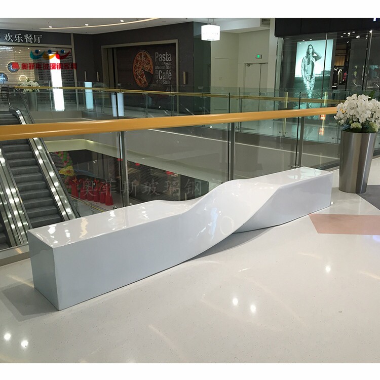 Simple leisure seat strip twist seat shopping mall glass fiber bench waiting area seat leisure chair