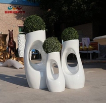 FRP flower pot combination King size creative white Nordic style dried flower decoration Floor-to-ceiling large vase decoration living room