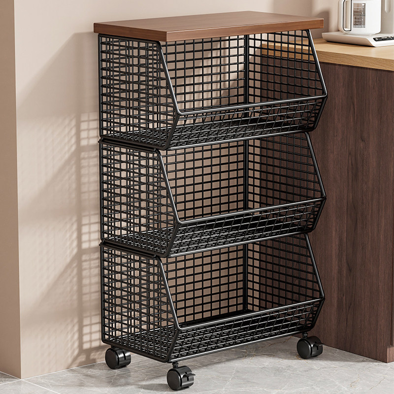 Kitchen Storage Rack, Floor-Standing Multi-Layer Vegetable Basket, Fruit and Vegetable Storage Supplies, Corner-Mounted Mobile Snack Cart Kitchen Storage Rack, Floor-Standing Multi-Layer Vegetable Basket, Fruit and Vegetable Storage Supplies, Corner-Mounted Mobile Snack Cart