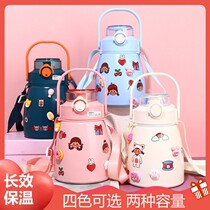 W insulated cup girls large capacity 316 food grade portable kettle cute tennis red high face value large belly water glass children