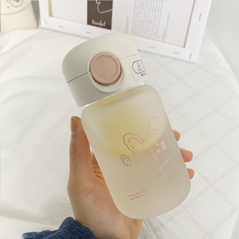 Water glass female Han style fresh and cute portable heat resistant with straw scale glass cup trendy minimalist Inclined Cross Mug