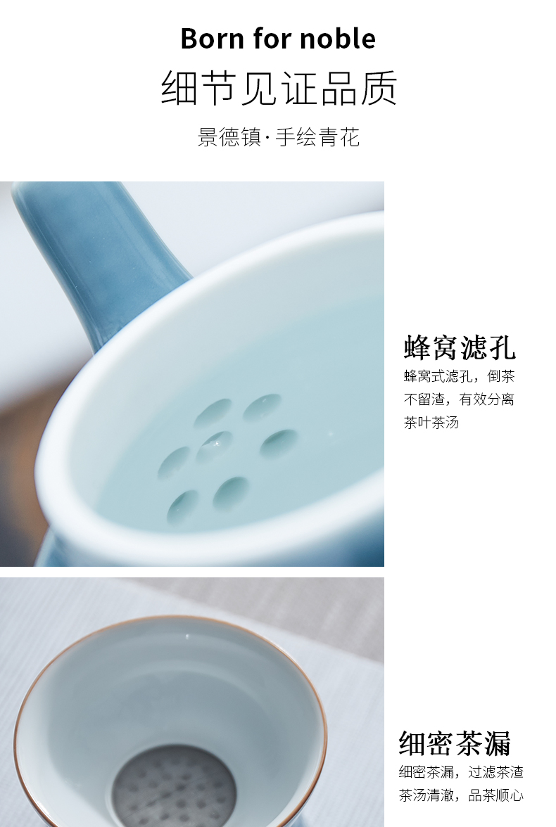 Jingdezhen ceramic kung fu tea sets tea cup home sitting room pure color side put lid bowl of high - end gift box