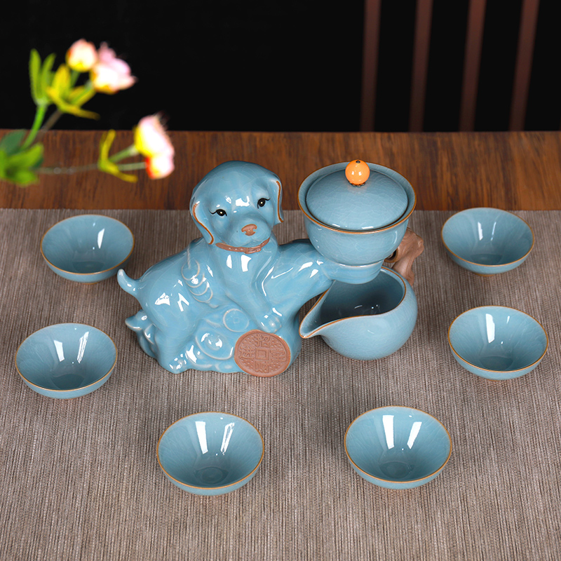 Ceramics jingdezhen kung fu tea set home sitting room automatic water ice crack kung fu tea gift box