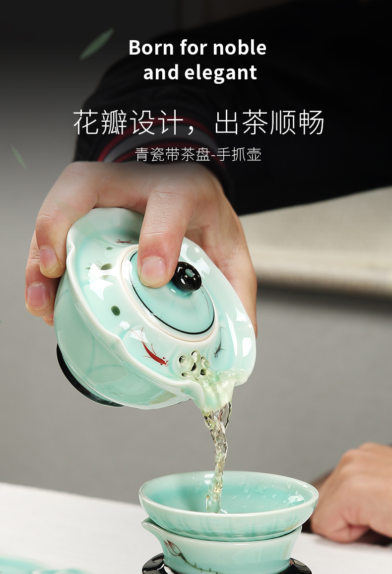 Tea set household contracted jingdezhen ceramic Tea tray was kung fu teacups hand - made lotus upscale gift set