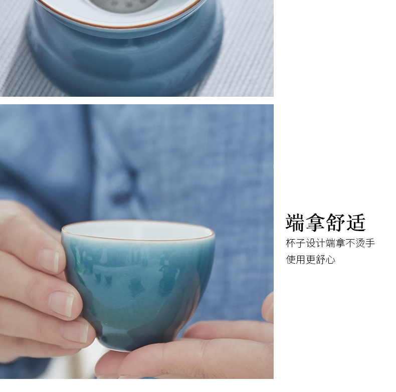 Jingdezhen ceramic kung fu tea sets tea cup home sitting room pure color side put lid bowl of high - end gift box