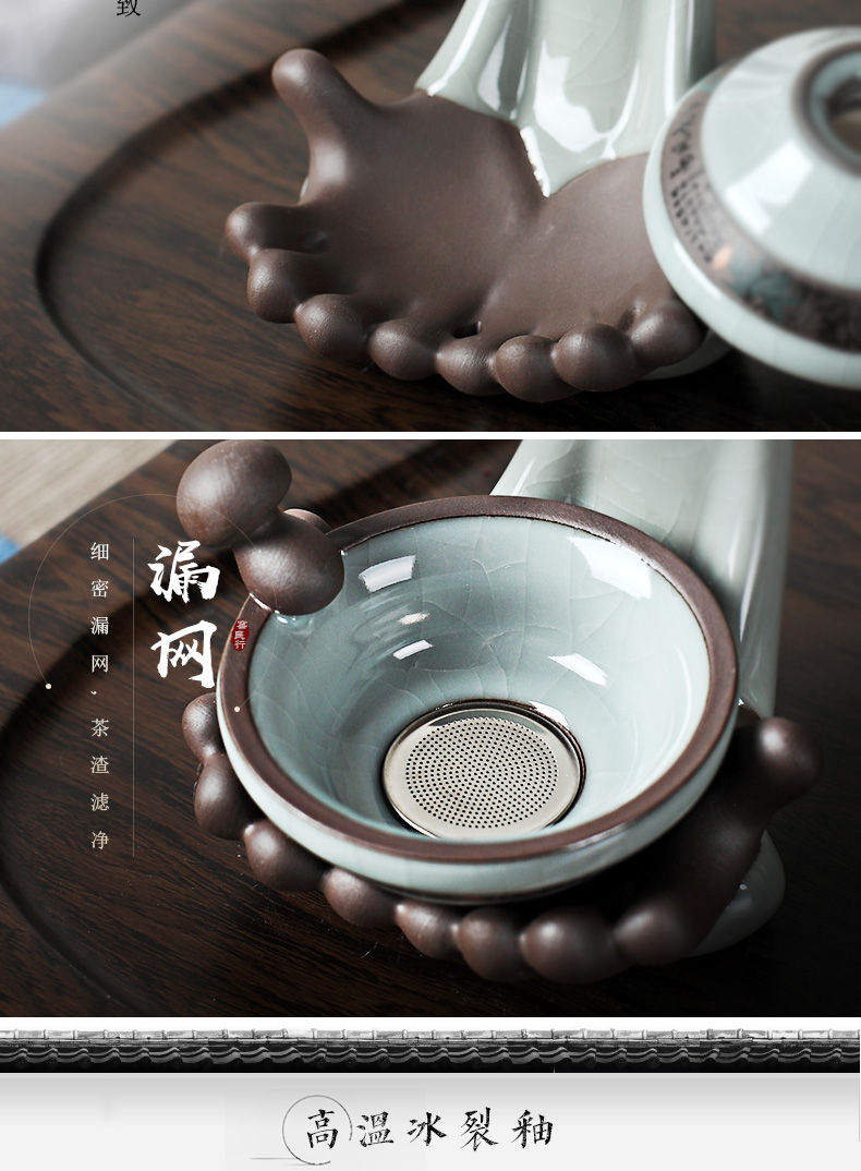 Kung fu tea set ice to crack the home office of jingdezhen ceramics glaze noggin teapot send gift box