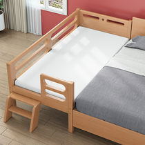 Custom solid wood children's bed with guardrail boy single widened beech baby bed side small bed stitching big bed