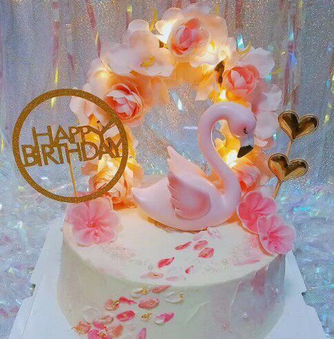 Cake decoration Flower arch Birthday party Wedding dessert table decoration Dreamy beautiful Flamingo decoration decoration