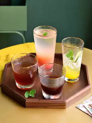 Hammered gold edge glass set Net red water cup female cute ins style Japanese home living room juice drink cup