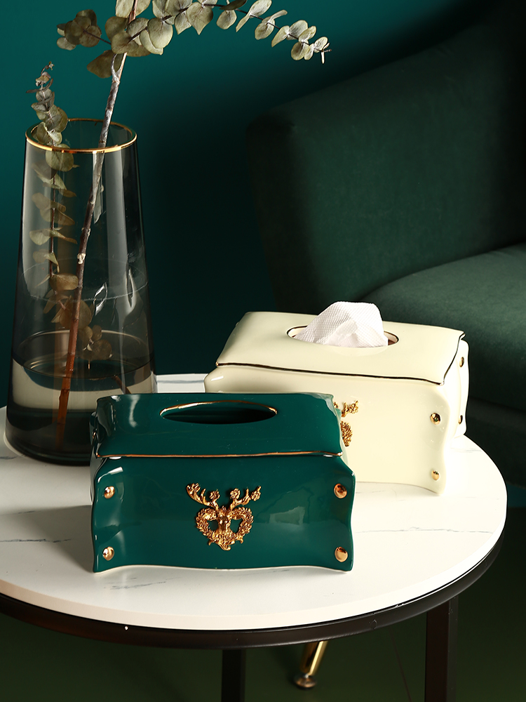 Ceramic tissue box storage box home creative living room light luxury extraction sanitary carton coffee table finishing storage box home accessories