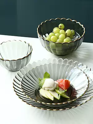 BSD (tableware) glass plate home creative ins Wind Net red plate fruit disc plate plate