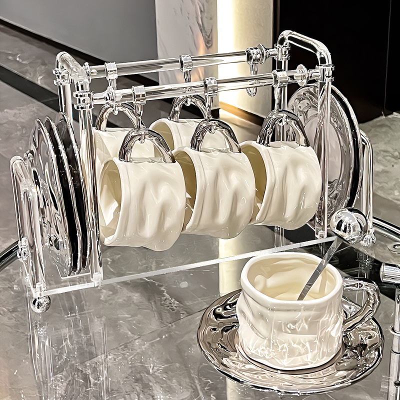 High-End Coffee Cup Set, Exquisite British Afternoon Tea Tableware, Ceramic European Retro Japanese Cup and Saucer