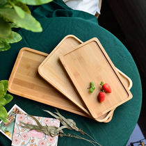 Wooden tray Rectangular acacia wood fruit plate Solid wood living room household plate Walnut water cup pylons tray