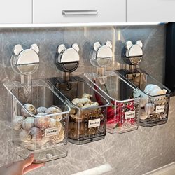 Suction Cup Onion Ginger Garlic Storage Box Kitchen Storage Basket Wall-Mounted Punch-Free Storage Rack Ginger Garlic Drain Storage Rack