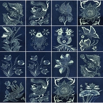 Hand-painted ethnic style Miao batik traditional patterns animal and plant patterns souvenirs framed for personal use 30*30