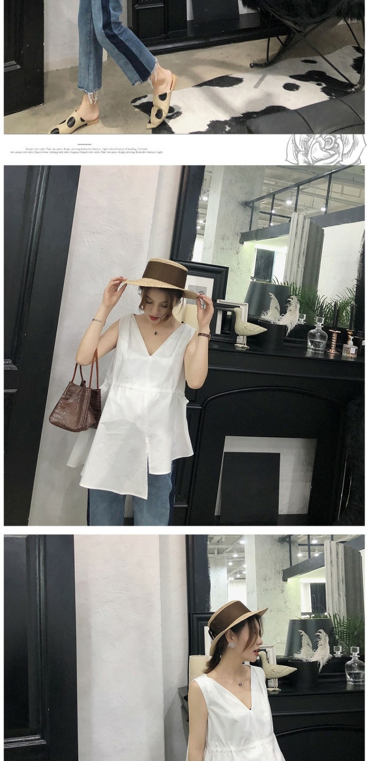 Mẫu áo bà bầu mùa hè 2019 mẫu mới ngắn gọn giảm béo cho mẹ bầu không tay áo sơ mi trắng búp bê thủy triều - Áo thai sản thời trang bà bầu thu đông
