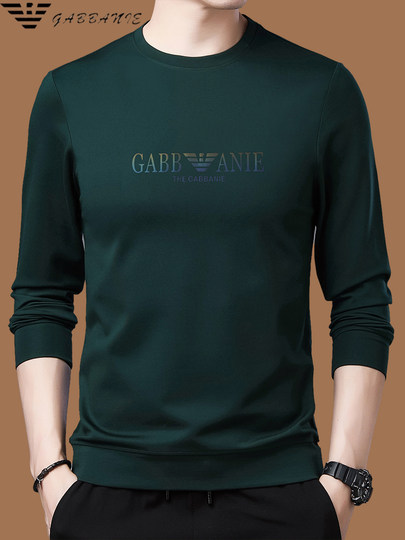 Italienisches internationales, bekanntes Herbst-Langarm-T-Shirt für Herren, lässiges Rundhals-Sweatshirt aus bedruckter Baumwolle mittleren Alters