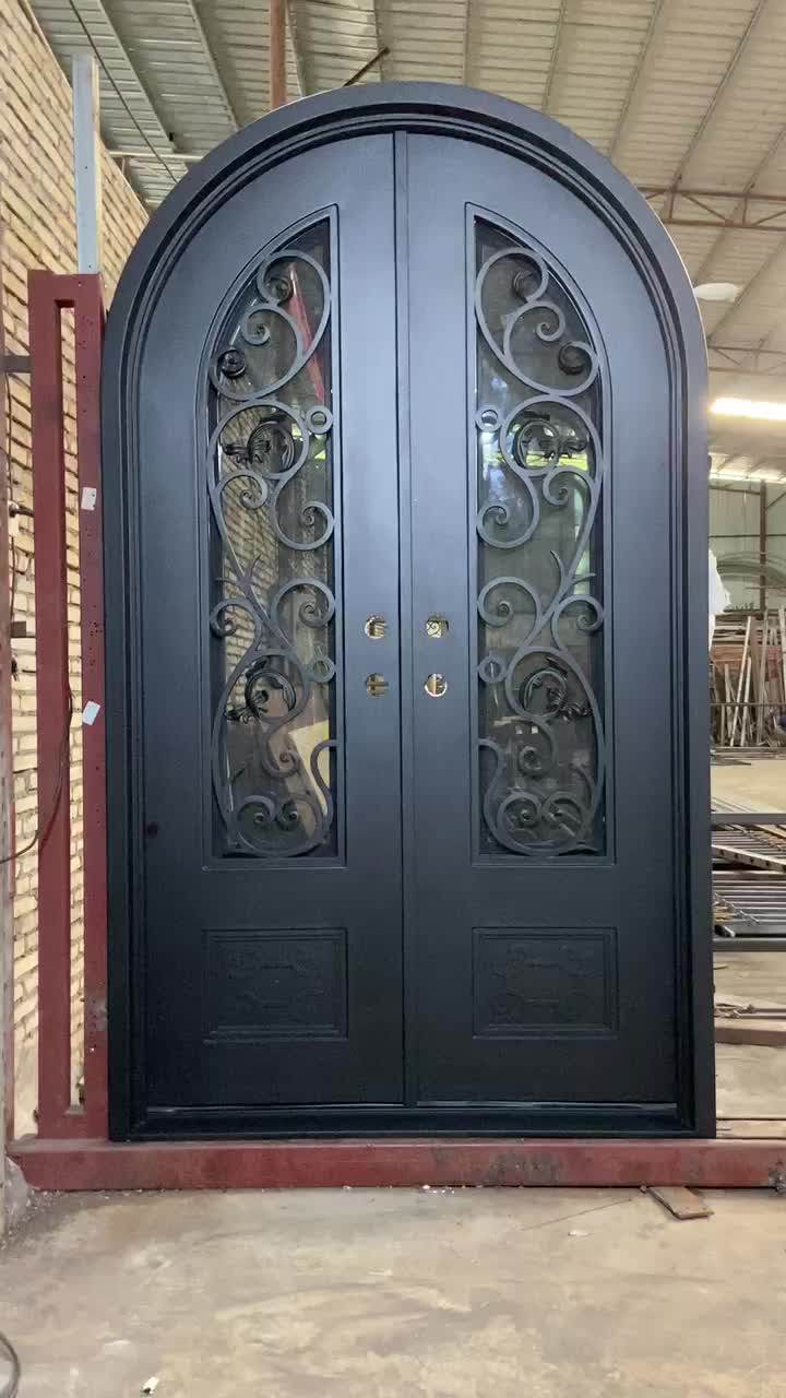 Low Price Main Entrance Installed Wrought Iron Door For Installation
