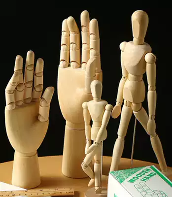 Sketch puppet painting wooden hand model design comic pin pen sketch model home wooden person ornaments
