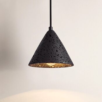 Natural Black Hole Stone Simple Modern Bedroom Bedside Chandelier Mid-Century Minimalist Restaurant Bar Cafe Pendant Light