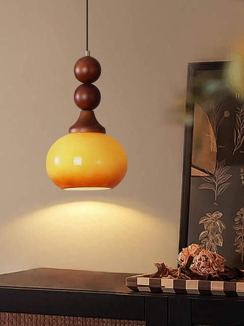 Retro Master Bedroom Bedside Chandelier with a High-End Feel, French Mid-Century Style, Solid Wood Gradient Color, American-Style Adjustable Small Chandelier